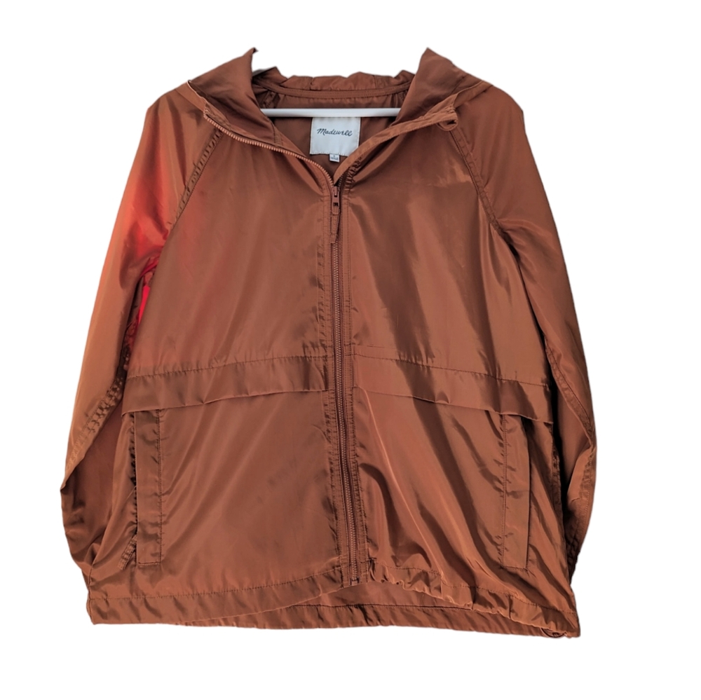 Madewell Raincoat Womens Size S Burnt Orange / Brown Windbreaker Hooded Jacket